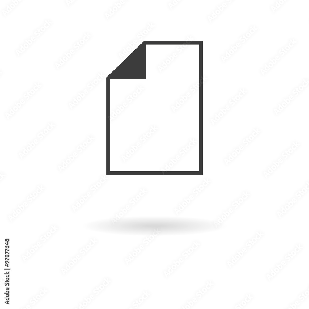 Dark grey icon for file with folded corner (v2) on white backgr Dark grey icon for file with folded corner (v2) on white backgr