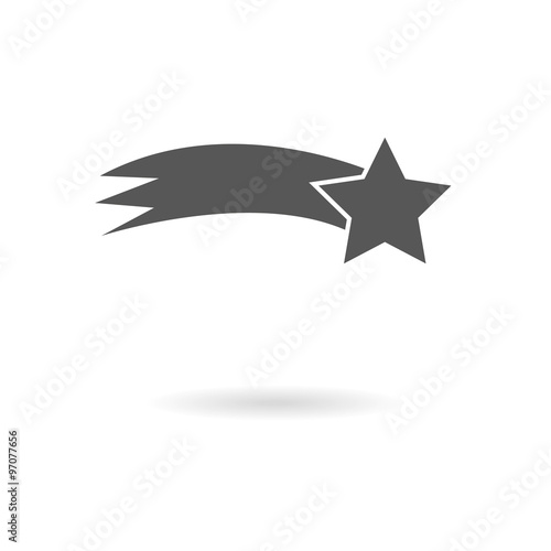 Dark grey icon comet (shooting star) on white background with sh