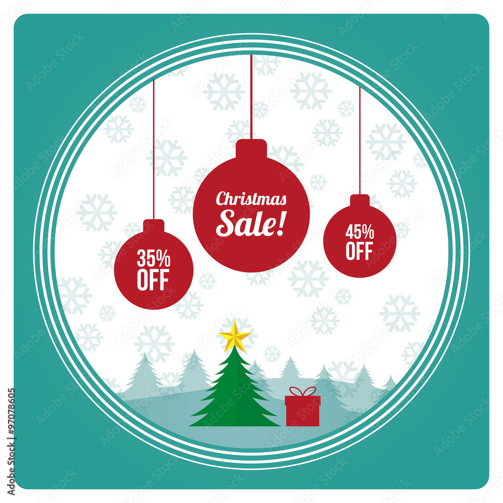 Naklejka premium christmas sale illustration over white and green background