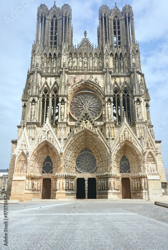 Facade of the cathedral of Notre-Dame de Reims, France.