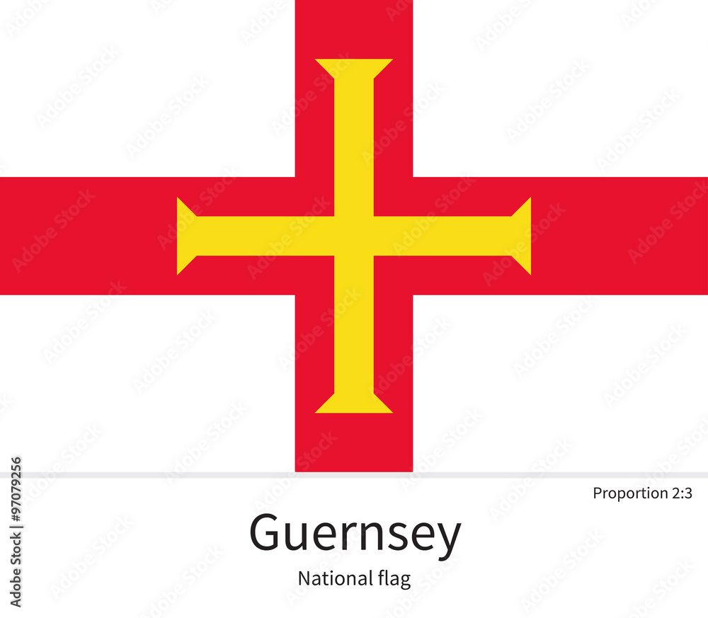 Obraz premium National flag of Guernsey with correct proportions, element, colors