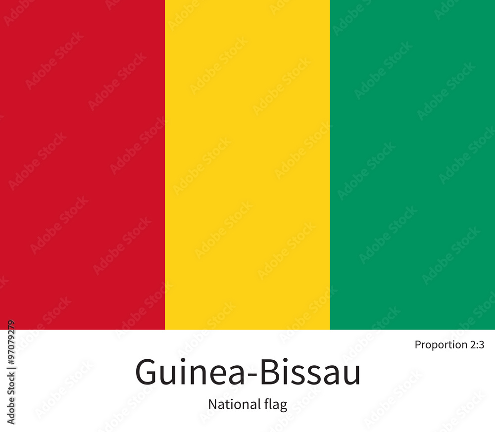 National flag of Guinea-Bissau with correct proportions, element, colors