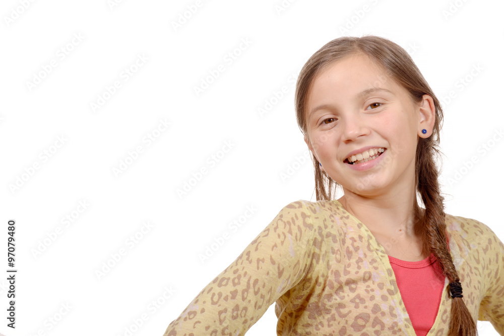 portrait of a smiling little girl isolated on a white background portrait of a smiling little girl isolated on a white background