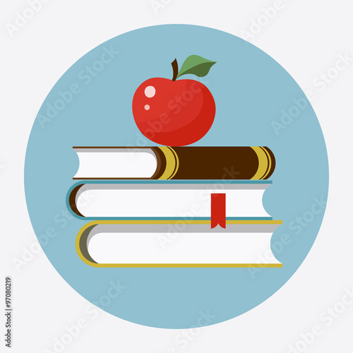 Books with apple flat icon photo