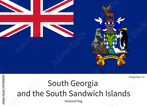 Quadro em tela National flag of South Georgia and Sandwich Islands with correct proportions, el