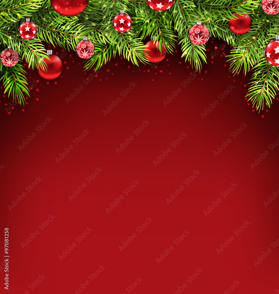 Christmas Framework with Fir Twigs and Glass Balls Christmas Framework with Fir Twigs and Glass Balls