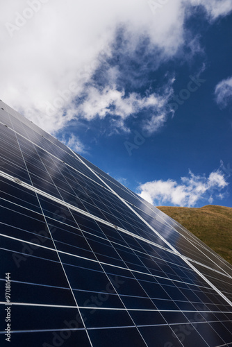 Solar panels and blue sky