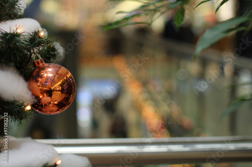 Christmas bauble on christmas tree