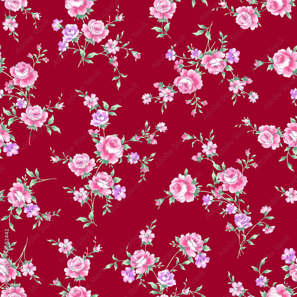 Obraz premium シームレスな薔薇柄