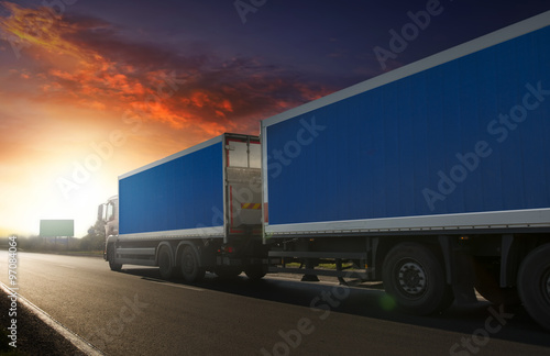 Truck trailer on the highway