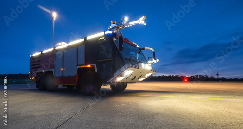 airport fire truck in the evening