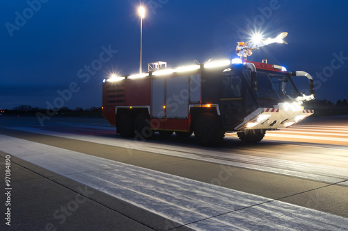 airport fire truck in the evening