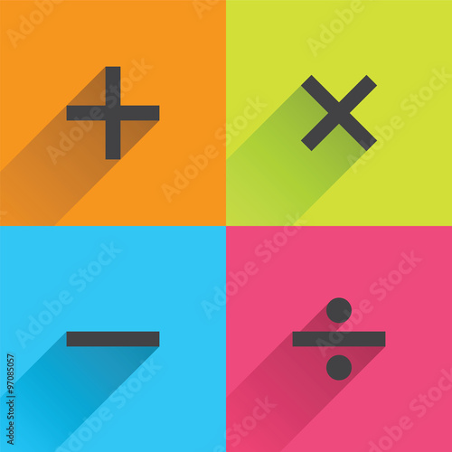 Basic Mathematical symbols, Vector icon set.