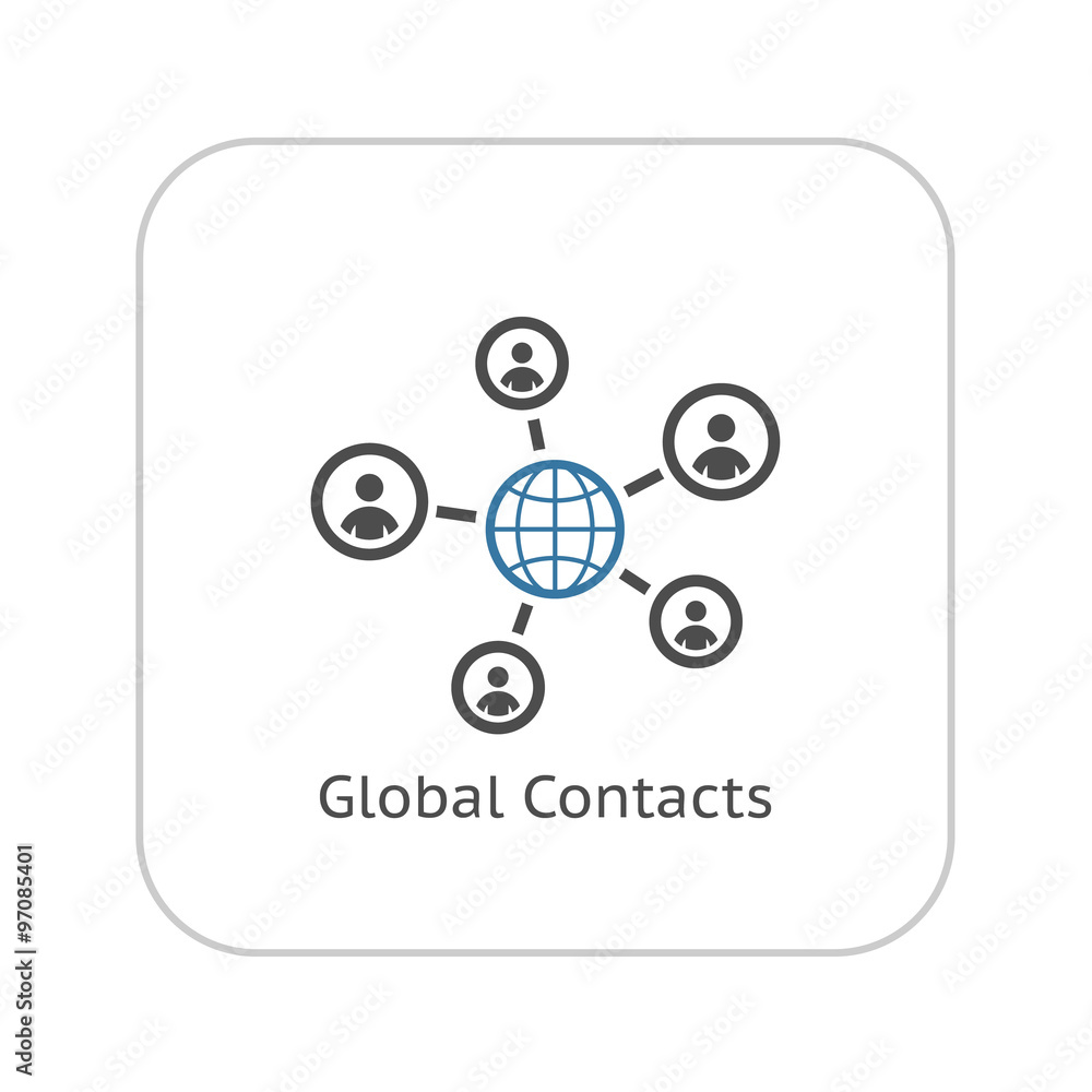 Global Contacts Icon. Flat Design. Global Contacts Icon. Flat Design.