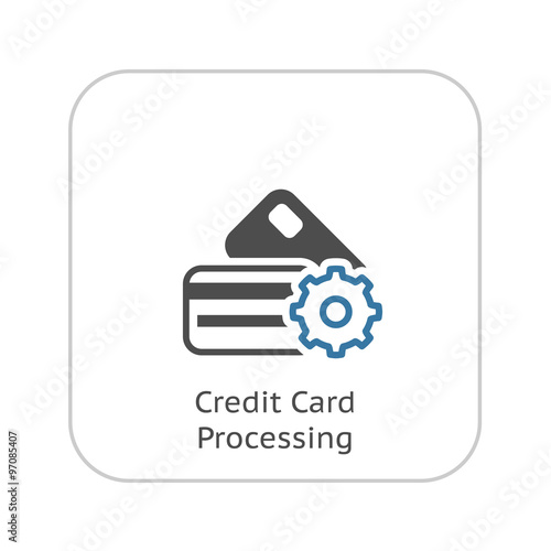 Credit Card Processing Icon. Flat Design.