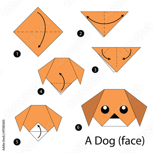 step by step instructions how to make origami A Dog (face).