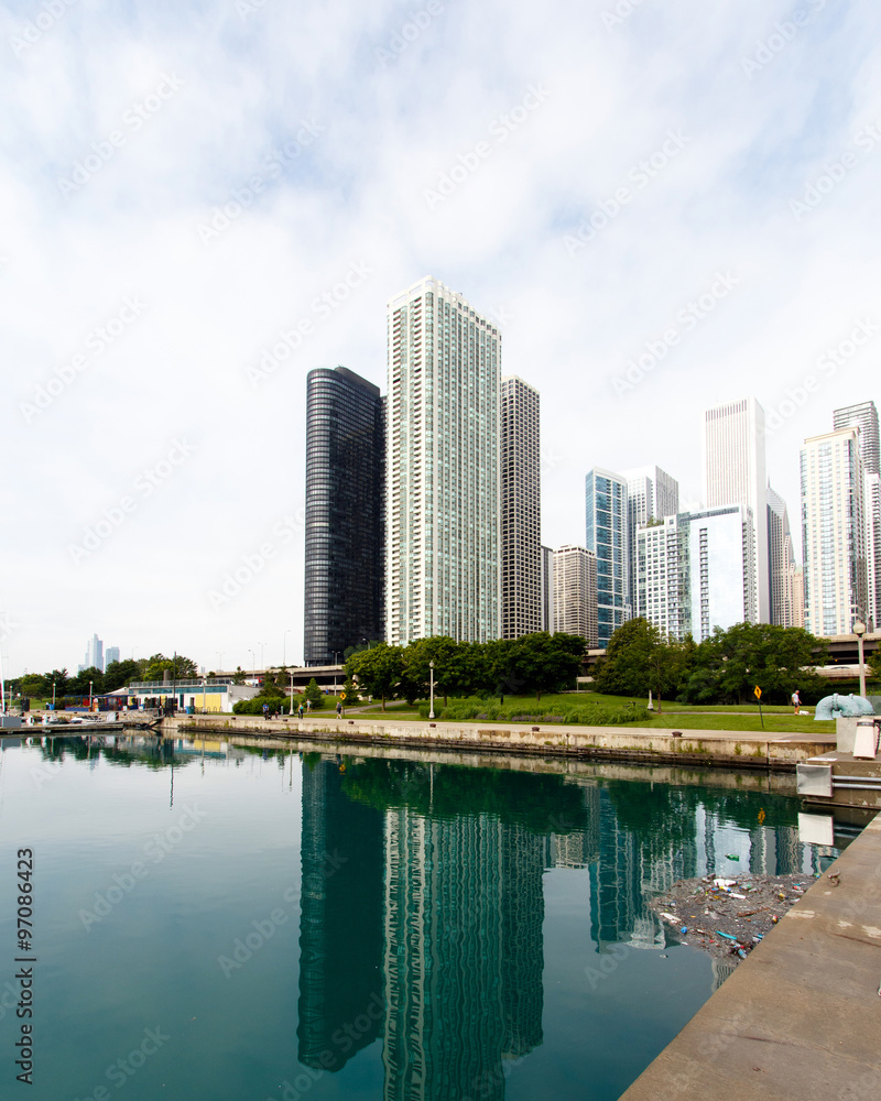 Color DSLR image of downtown Chicago, Illinois, as seen from Lake Michigan