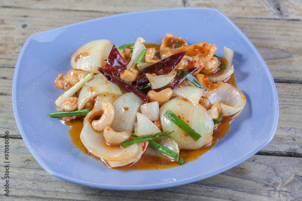 Thai Food: Fried asparagus with shrimp as food taste delicious. Thai Food: Fried asparagus with shrimp as food taste delicious.