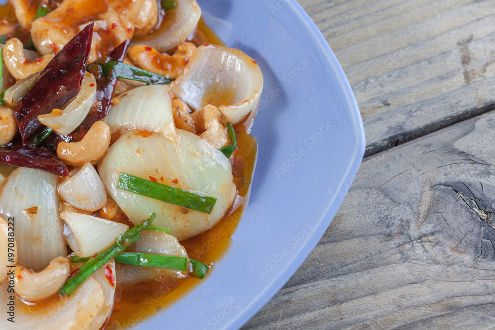Thai Food: Fried asparagus with shrimp as food taste delicious. Thai Food: Fried asparagus with shrimp as food taste delicious.