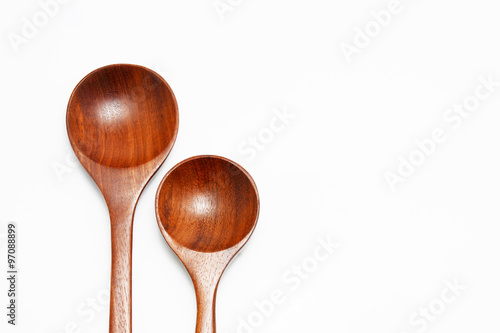 wooden spoon on white background