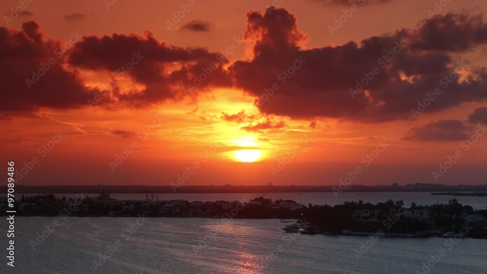 Beautiful yellow sunset with orange sky and clouds. Tropical sun down. Aerial view
Beautiful yellow sunset with orange sky and clouds. Tropical sun down. Aerial view