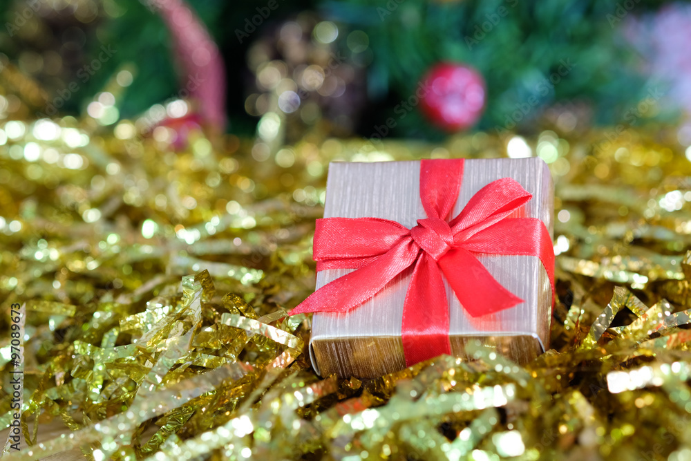 Gold gift box for christmas
