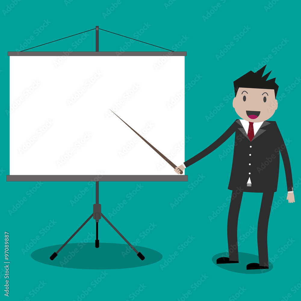 businessman with projector screen. businessman with projector screen.
