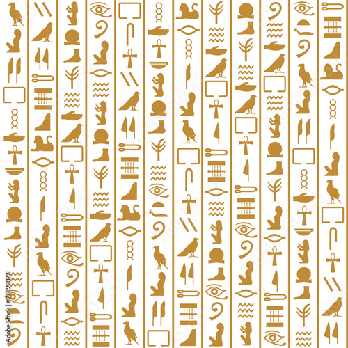 Fototapeta Ancient Egyptian vector seamless vertical pattern with hieroglyphs