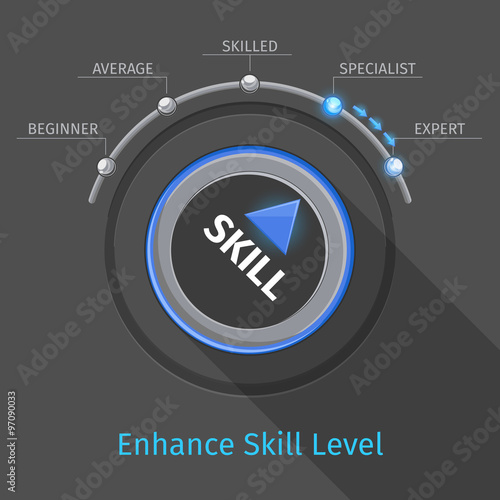Skill levels vector knob button or switch