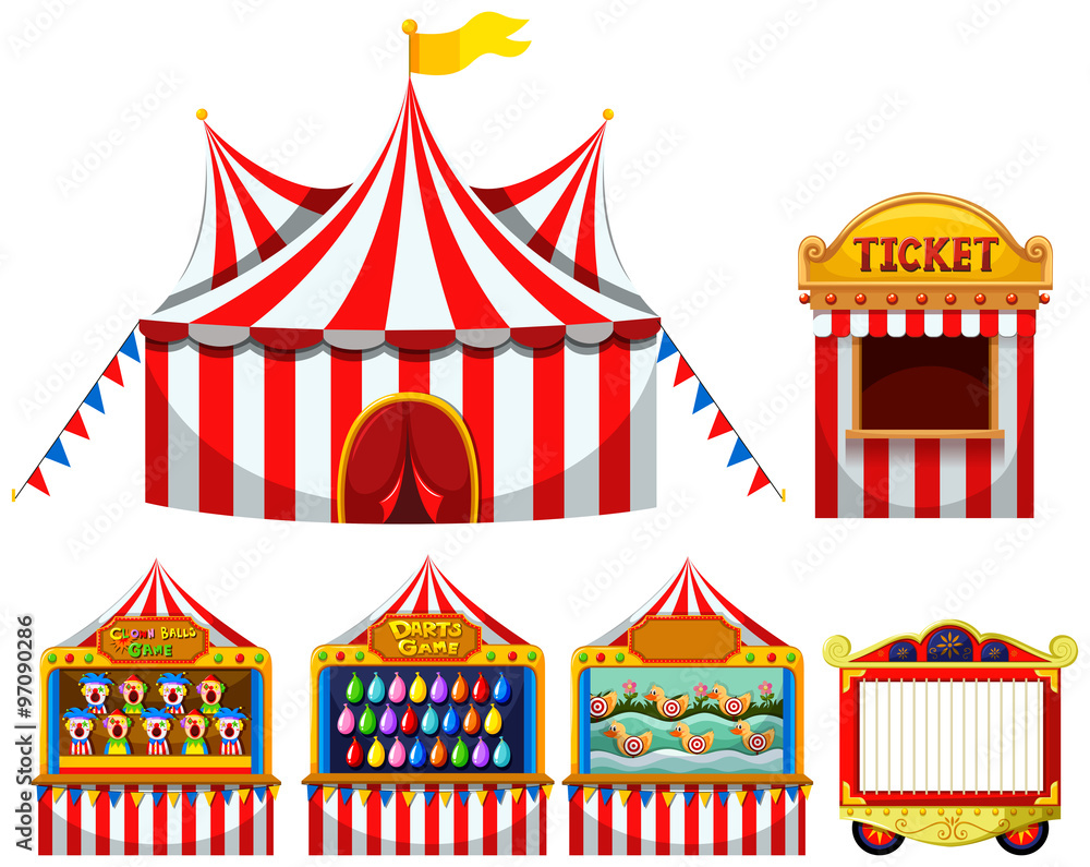 Fototapeta premium Circus tent and game boothes