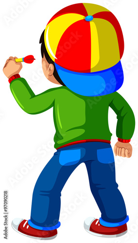 Little boy playing dart game
