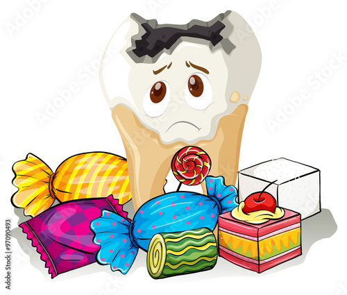 Tooth decay and sweet candy
