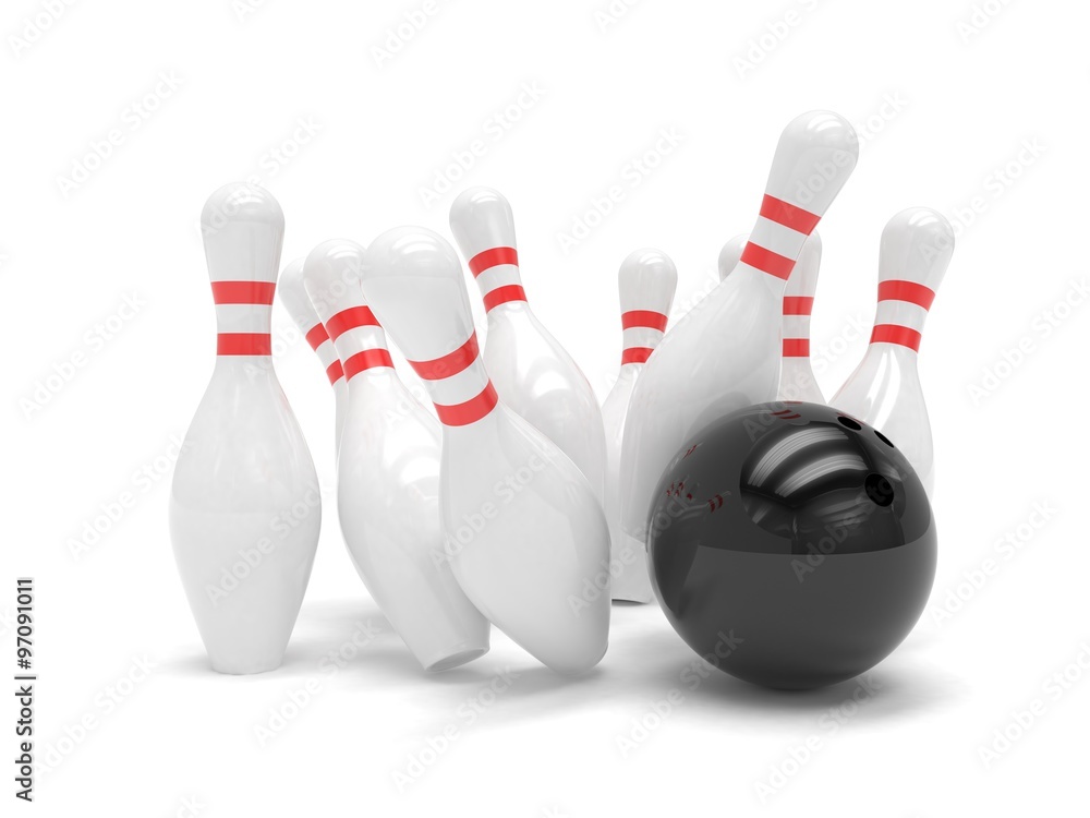 Bowling ball and skittles isolated Bowling ball and skittles isolated