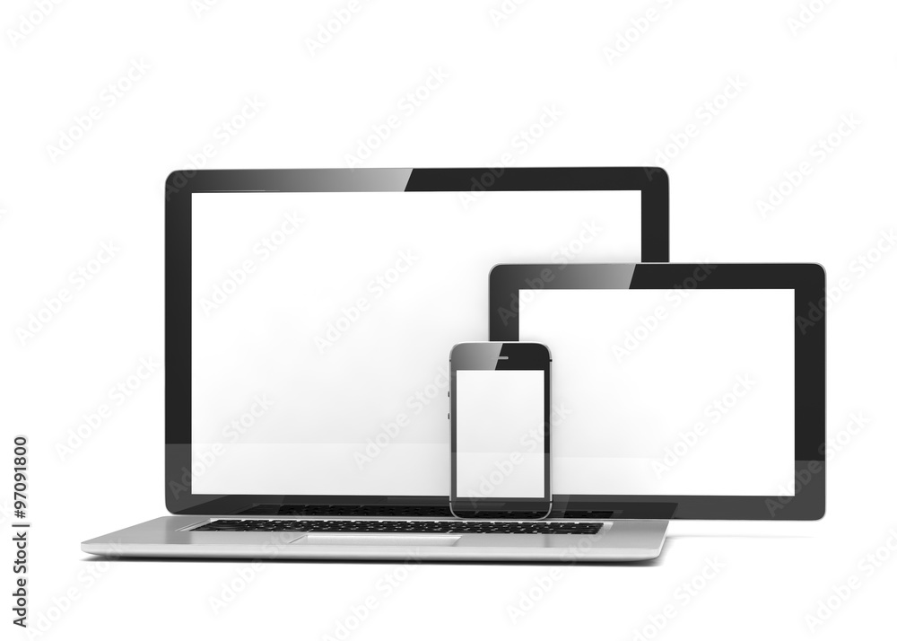 laptop, tablet, phone, on white laptop, tablet, phone, on white