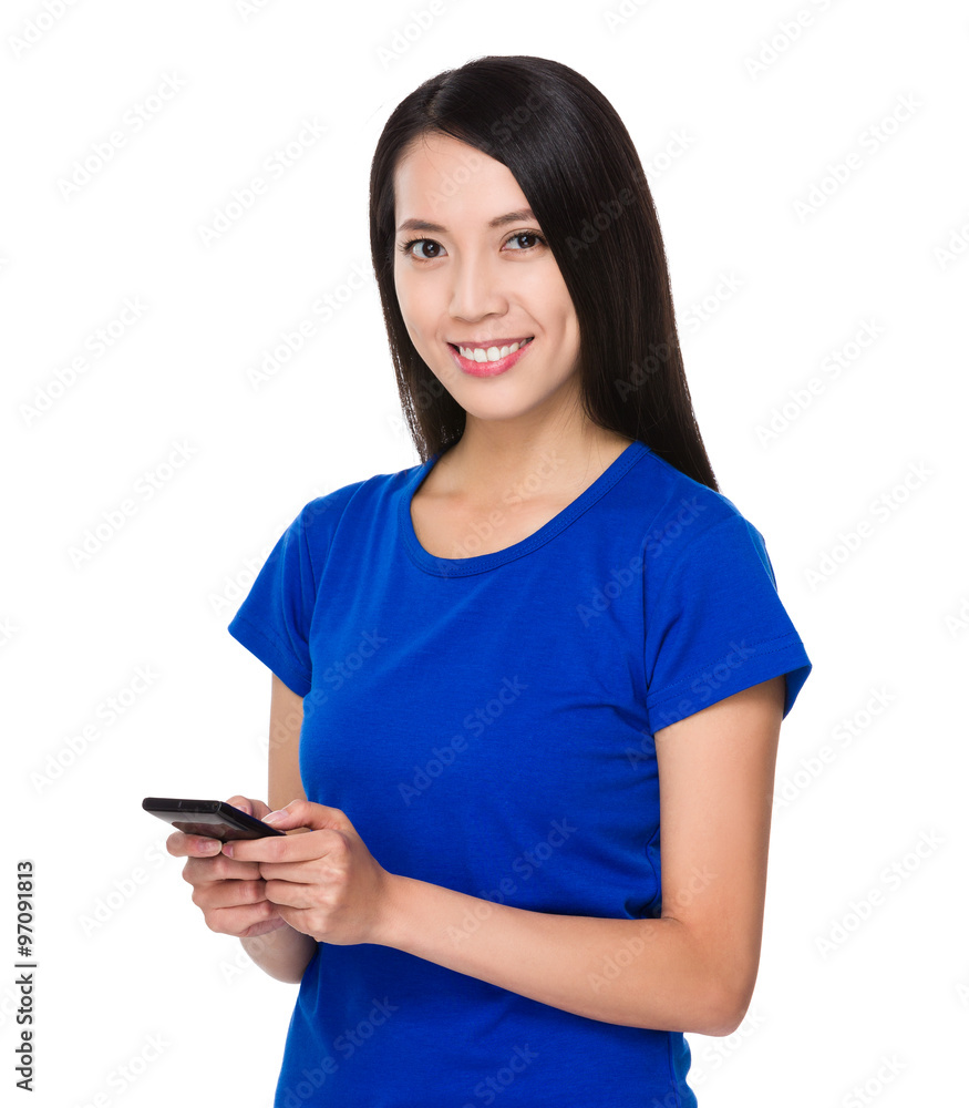Asian Young Woman use of the cellphone Asian Young Woman use of the cellphone