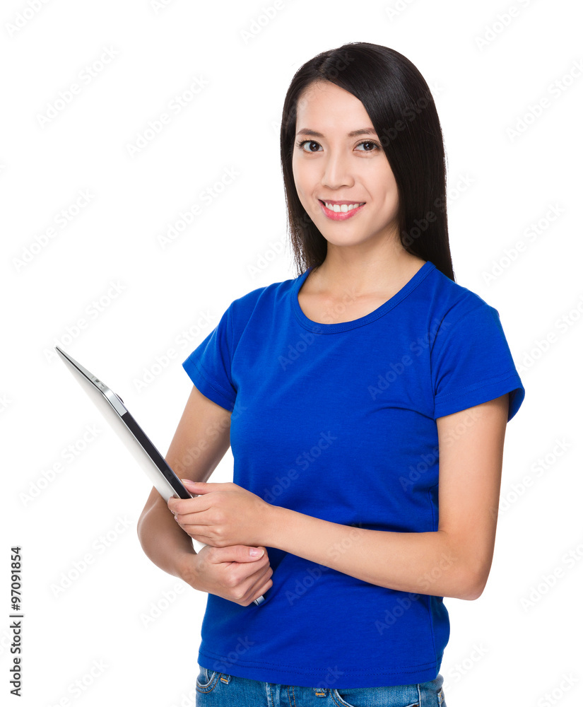 Asian Woman hold with laptop computer Asian Woman hold with laptop computer