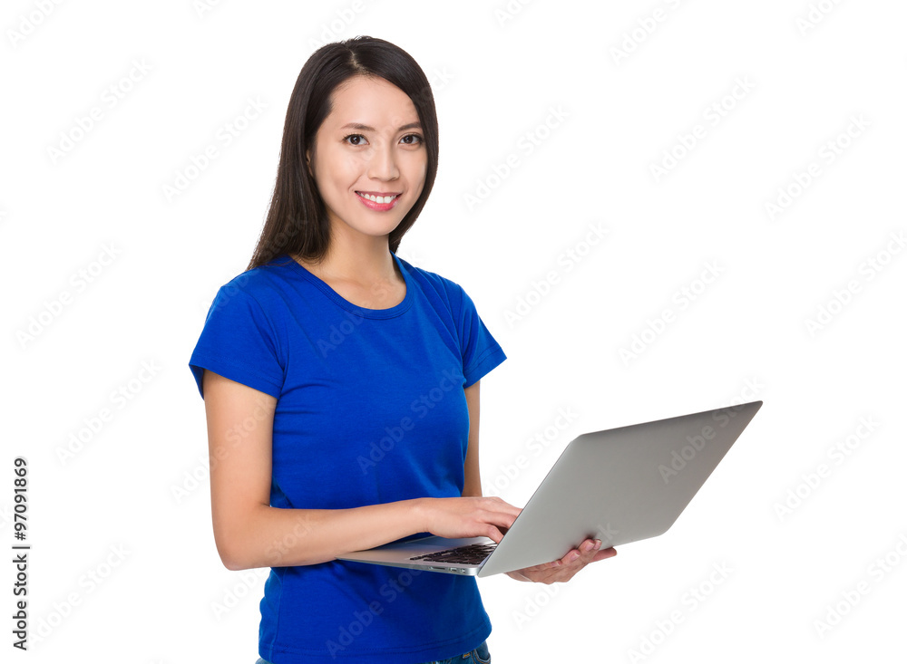 Young Woman use of the notebook computer Young Woman use of the notebook computer