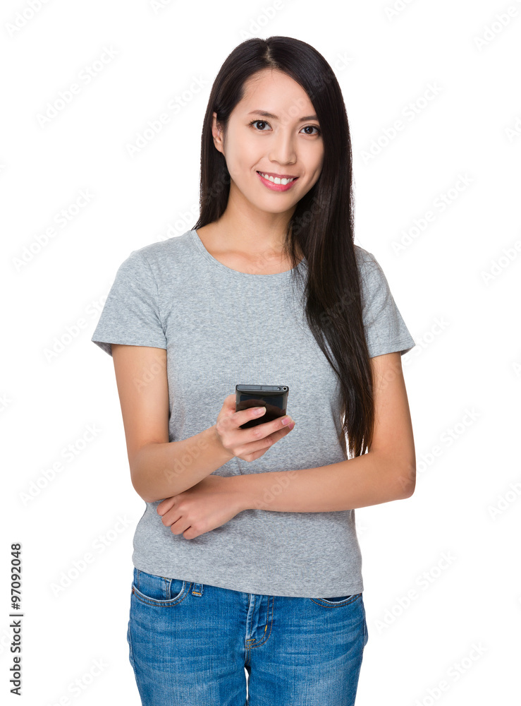 Asian Young Woman use of the cellphone Asian Young Woman use of the cellphone