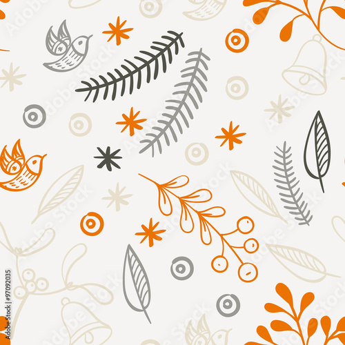 Retro hand drawn winter holidays seamless patterns