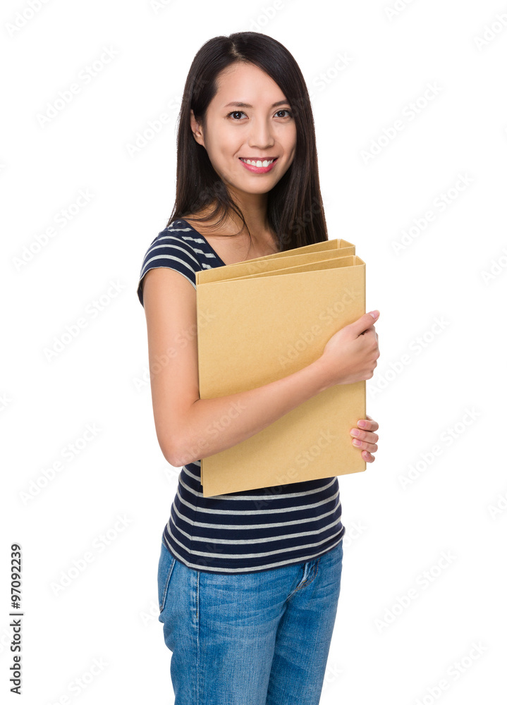 Asian Young Woman hold with folder Asian Young Woman hold with folder