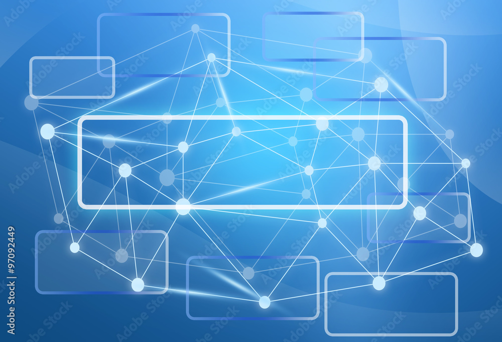 Network technology communication. Rectangles on blue background Network technology communication. Rectangles on blue background