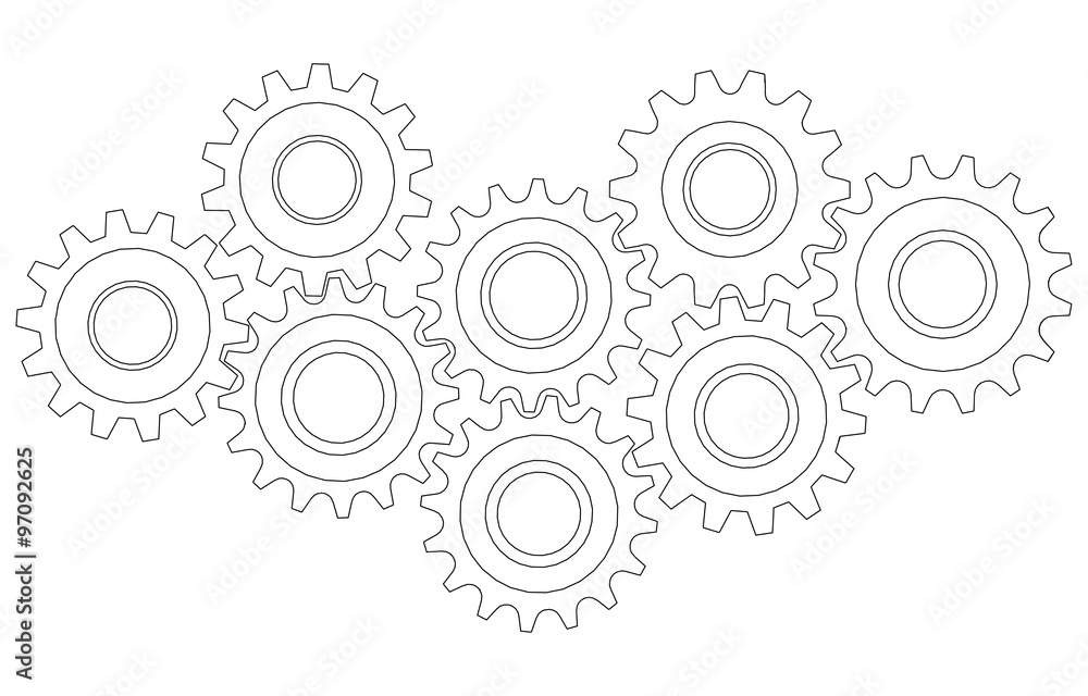 Vector Cog wheel gear mechanism close-up. White background Vector Cog wheel gear mechanism close-up. White background