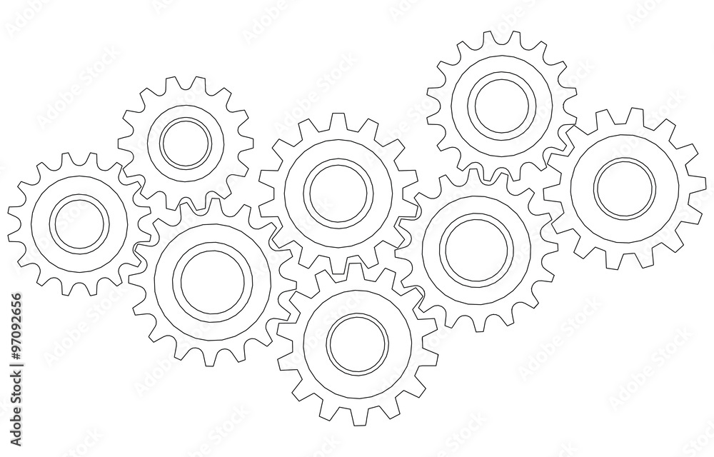 Vector Cog wheel gear mechanism close-up. White background Vector Cog wheel gear mechanism close-up. White background