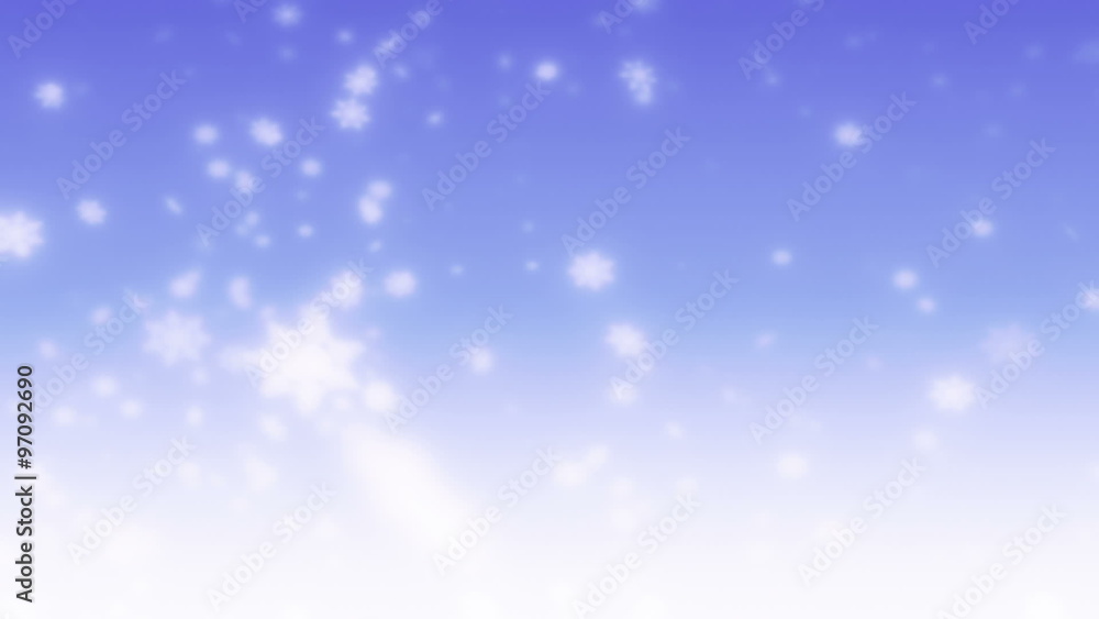 White snow flakes on blue background. Seamless loop White snow flakes on blue background. Seamless loop