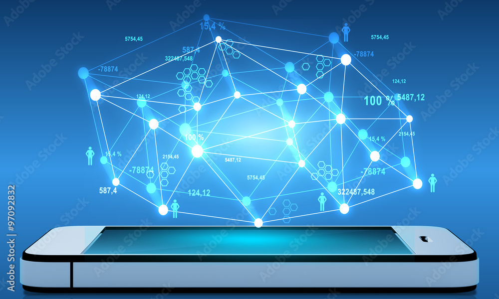 Naklejka premium Abstract illustration of social networking communication over phone