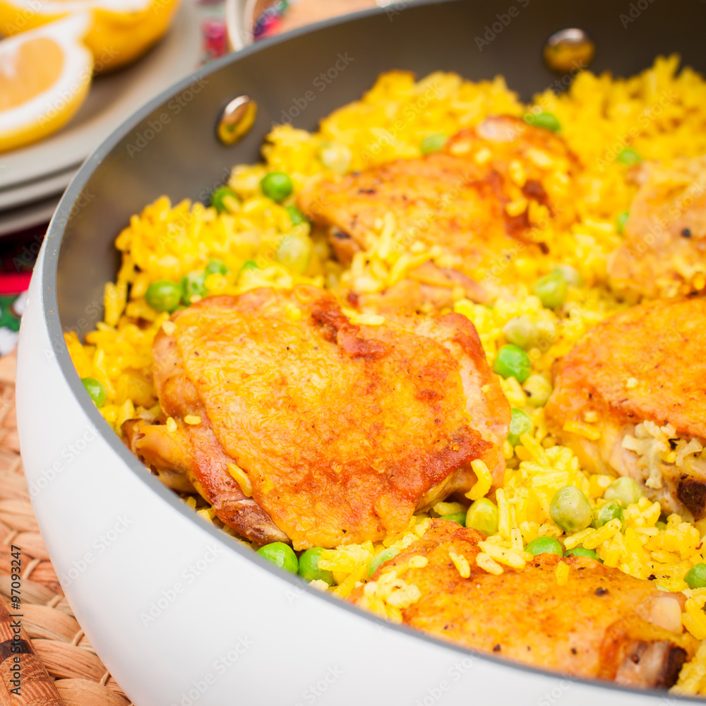 Chicken Thigh and Rice Biryani with Green Peas Chicken Thigh and Rice Biryani with Green Peas