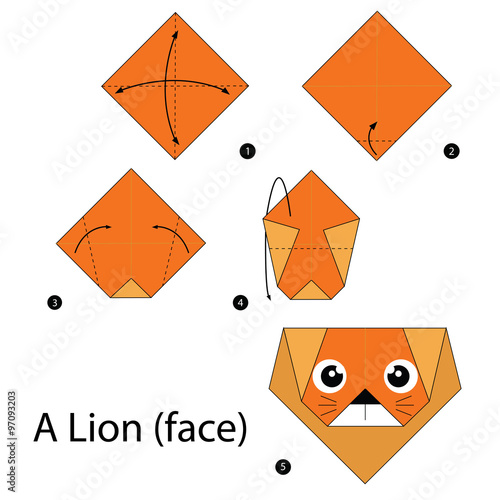 step by step instructions how to make origami A Lion.