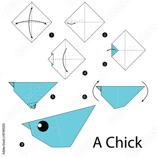 step by step instructions how to make origami A Chick.