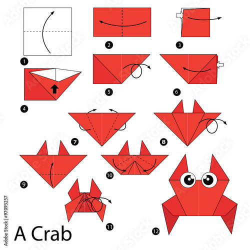 step by step instructions how to make origami A Crab.