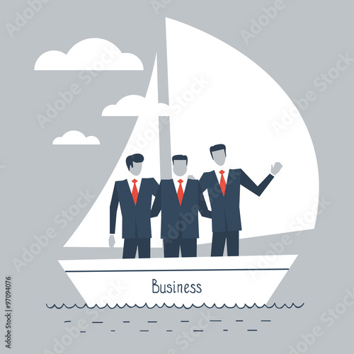 Businessmen in a boat